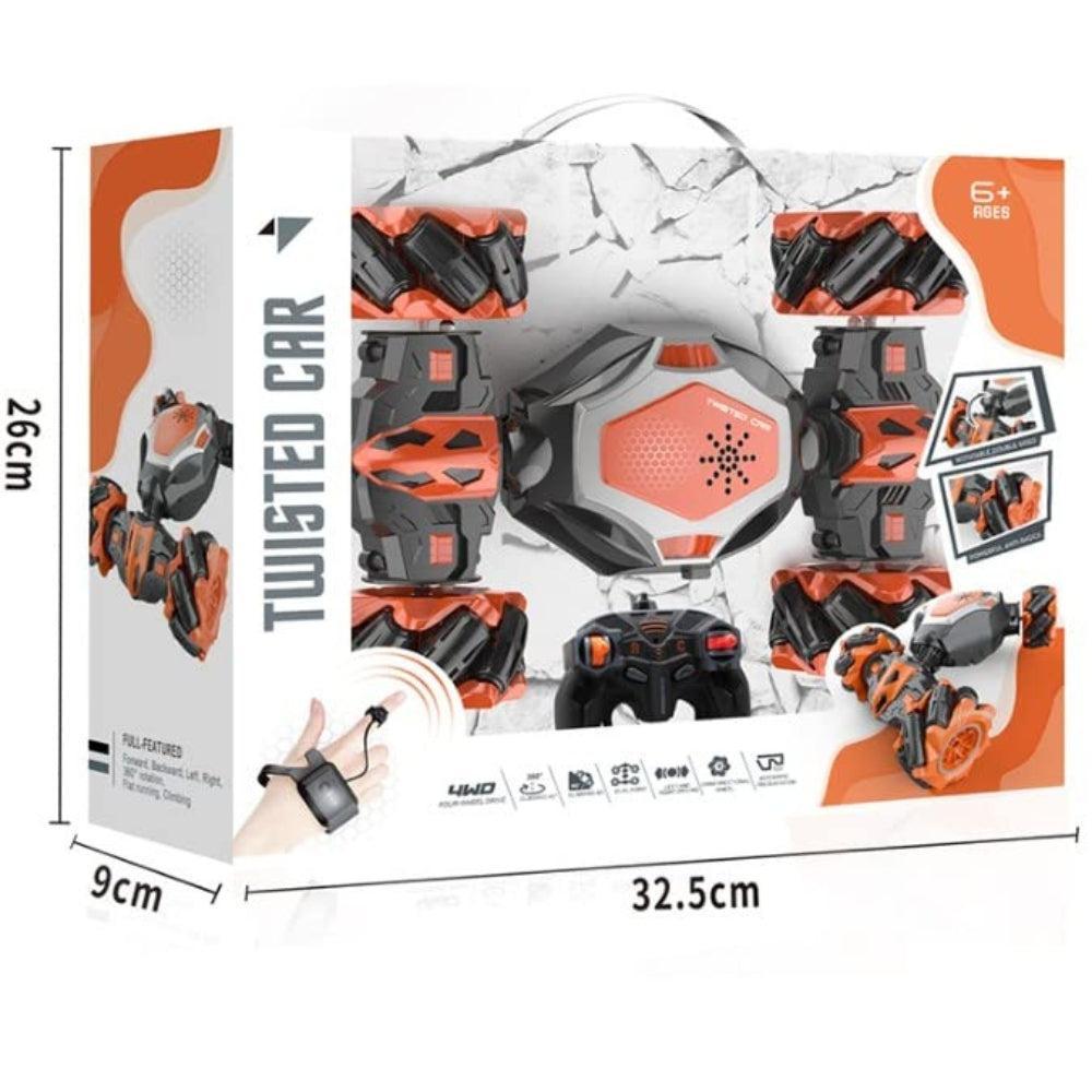 Remote Control Stunt Car,2.4GHz 4WD Remote Control Car, Deformable All-Terrain Off Road Car with 360° Flips and Double Sided Rotating, Watch Gesture Sensor Cool Toy Car