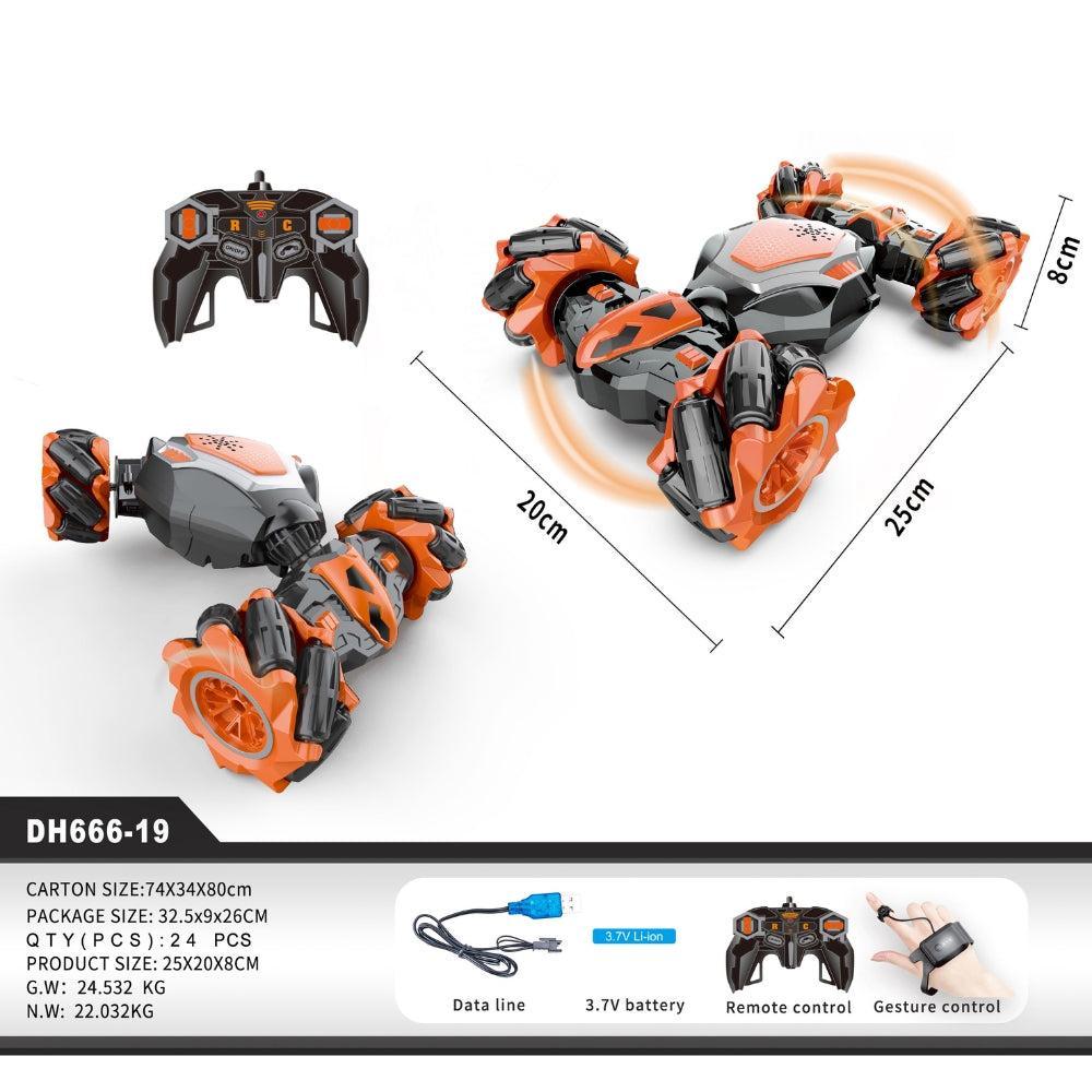 Remote Control Stunt Car,2.4GHz 4WD Remote Control Car, Deformable All-Terrain Off Road Car with 360° Flips and Double Sided Rotating, Watch Gesture Sensor Cool Toy Car