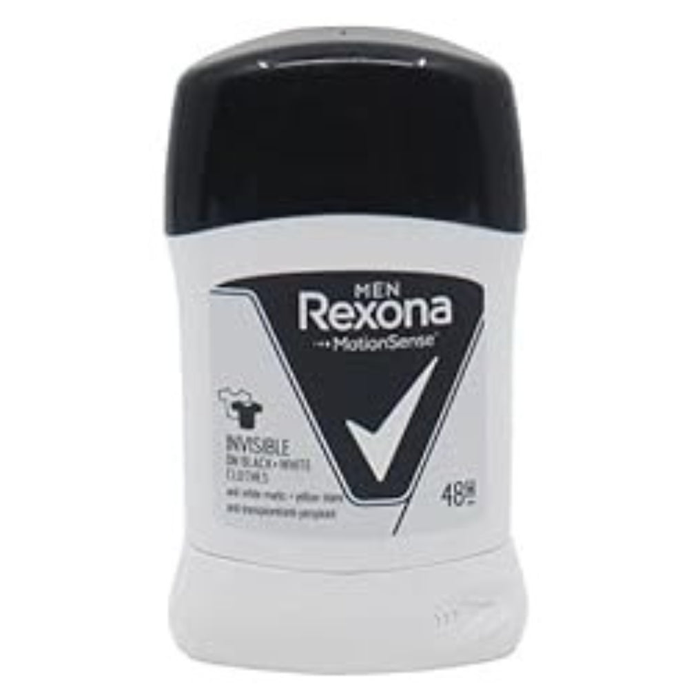 Rexona Men's Deodorant Stick Invisible on Black + White Clothes, 40 g