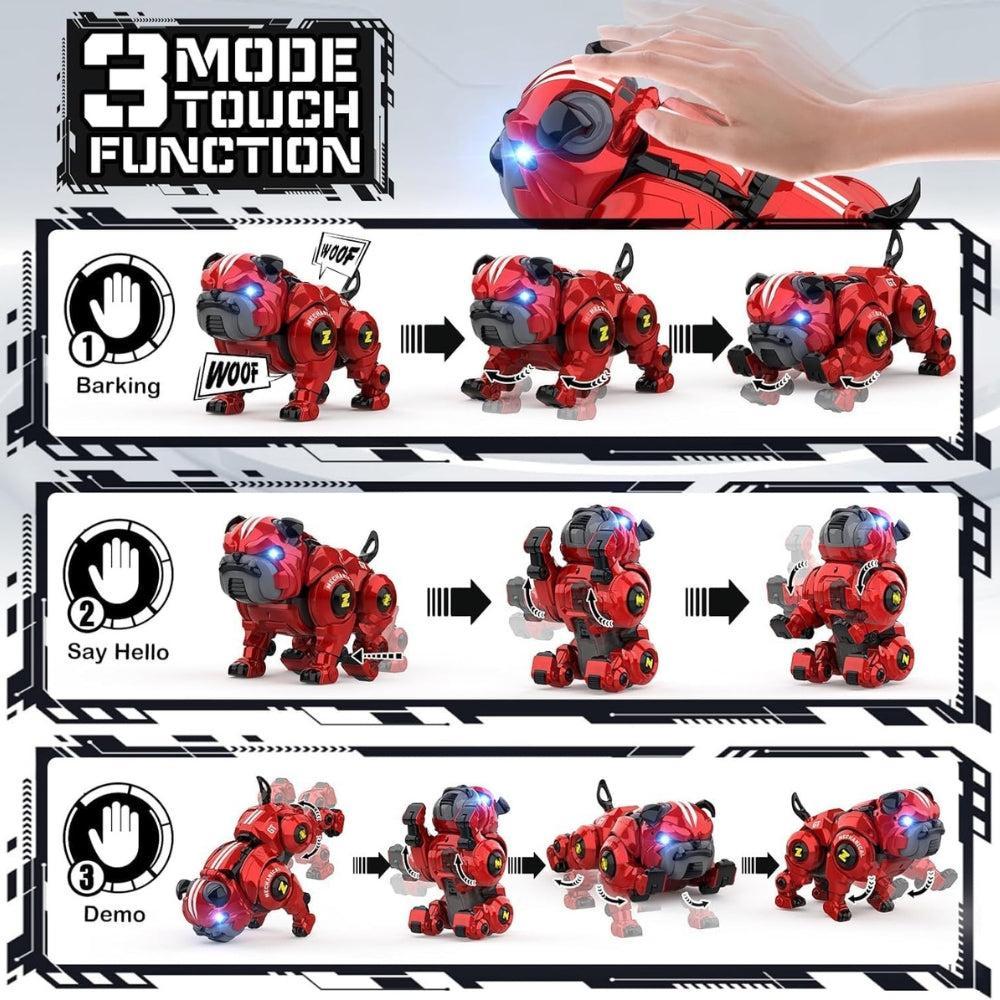 Robot Dog for Kids, Remote Control Robot Rechargeable Programing Stunt Robo Dog with Sing, Dance, Touch Function, Robotic Dog Toy for Boys s, Red