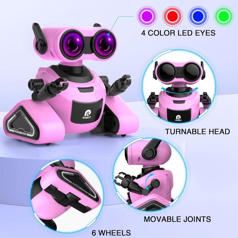 Robot Toy for Kids Girls Boys, Rechargeable Smart Remote Control with Sticker, Dance and Music for 3 4 5 6 7 8 Year Old Kids Birthday Gifts (Pink)