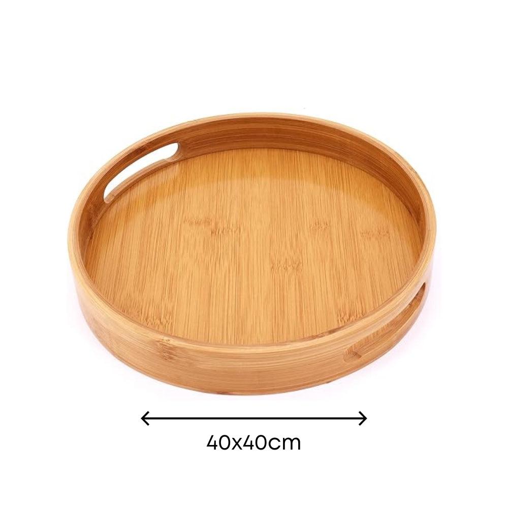 Round Bamboo Lazy Susan With Double Handles, Ideal For Tabletops, Kitchen Organization, And Pantry Storage