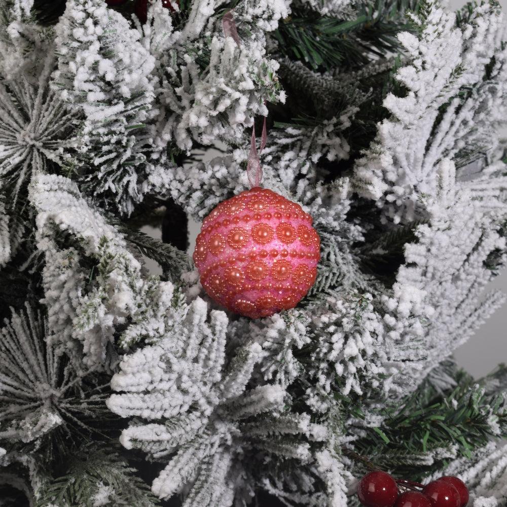 Ruby Radiance – Handcrafted Red Beaded Christmas Ornament 6PCS