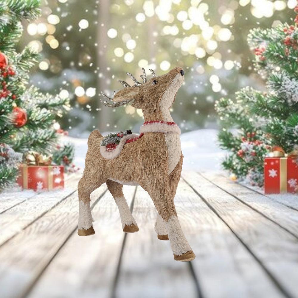 Rustic Christmas Reindeer Figurine 60Cm