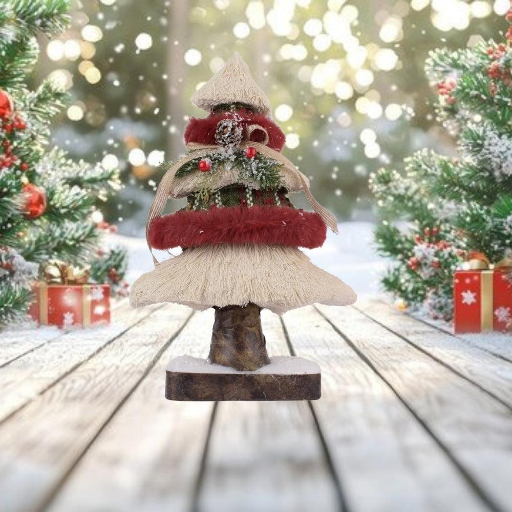 Rustic Christmas Tree Gnome Decoration 30Cm