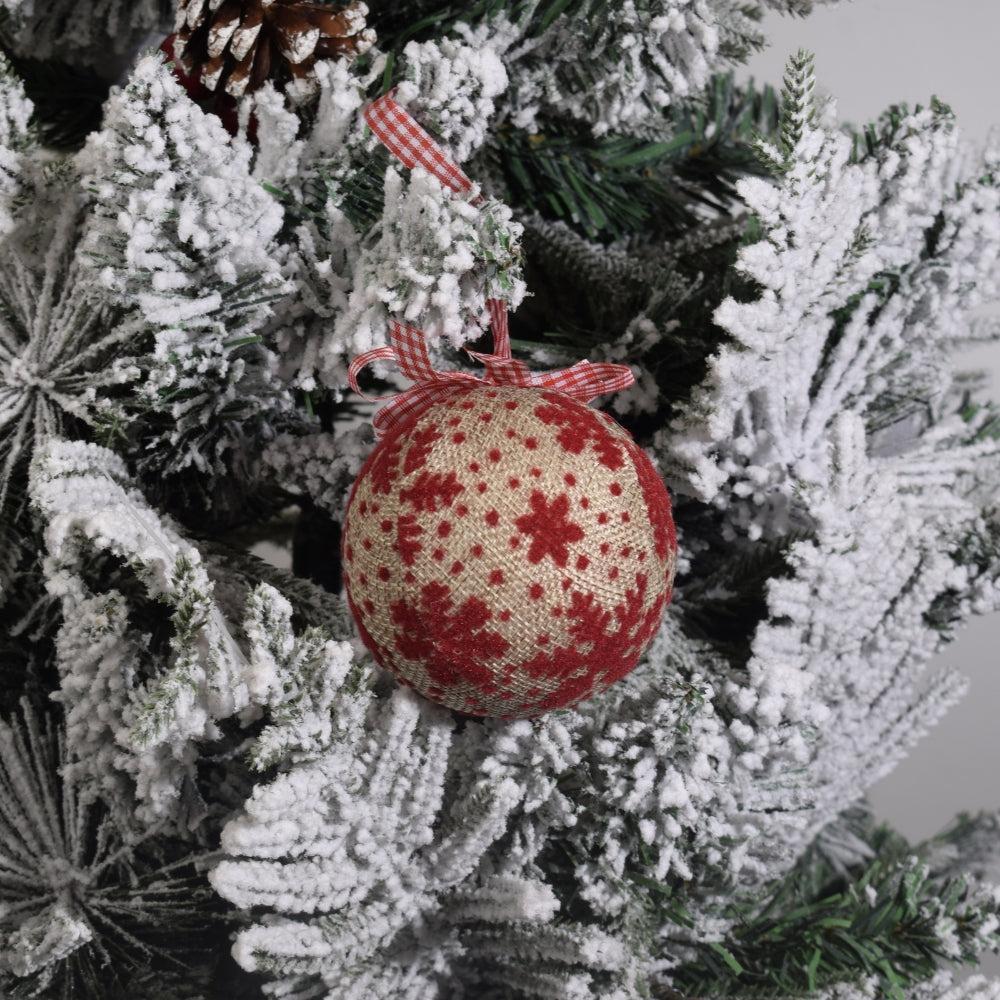 Rustic Red and Beige Christmas Bauble 3 PCS