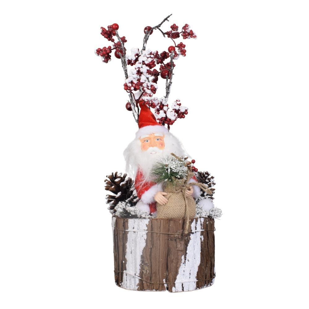 Rustic Santa with Snowy Berries Arrangement