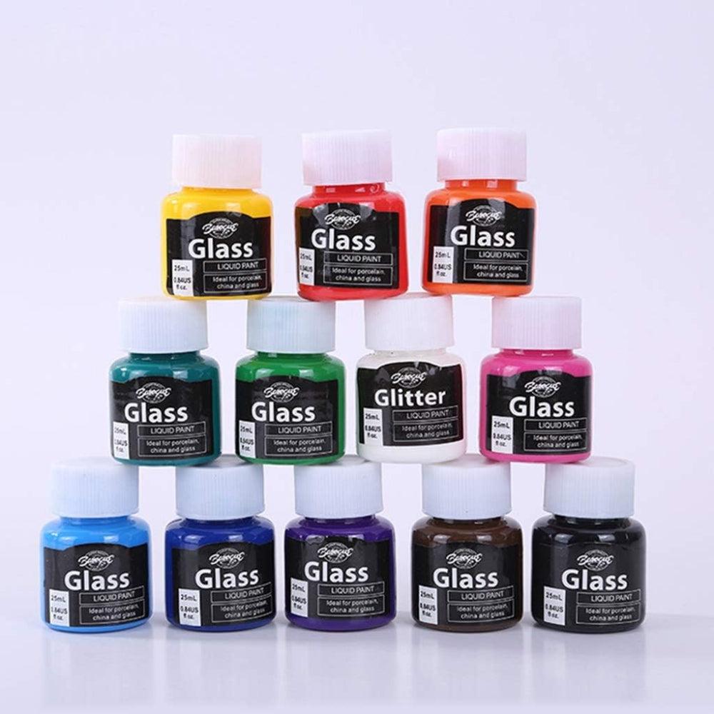 S-Trouble 12 x 25ml Heavy Body Colors Rich Pigments Glass Paint Set For Painting Canvas Crafts