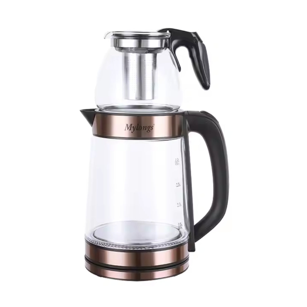 SOKANY 1500W Transparent Hot Water Kettle Turkish Electric Kettle with Teapot 2.2L