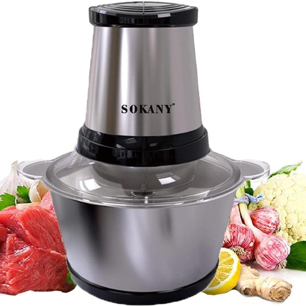 SOKANY Electric Meat and Vegetable Chopper, Stainless Steel Food Chopper, 4-Blade, 2-Speed Electric Kitchen Blender SK-7006