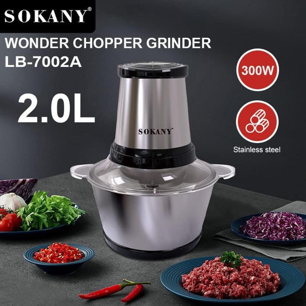 SOKANY Electric Meat and Vegetable Chopper, Stainless Steel Food Chopper, 4-Blade, 2-Speed Electric Kitchen Blender SK-7006