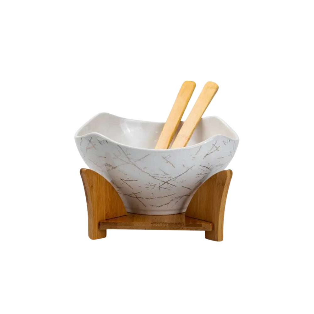 Salad Bowl With Bamboo Base