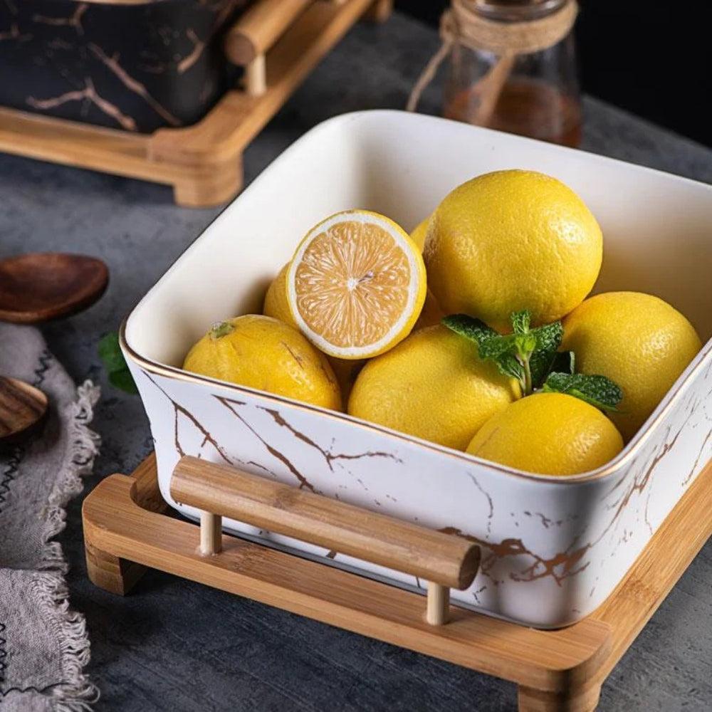 Salad Bowl With Bamboo Base