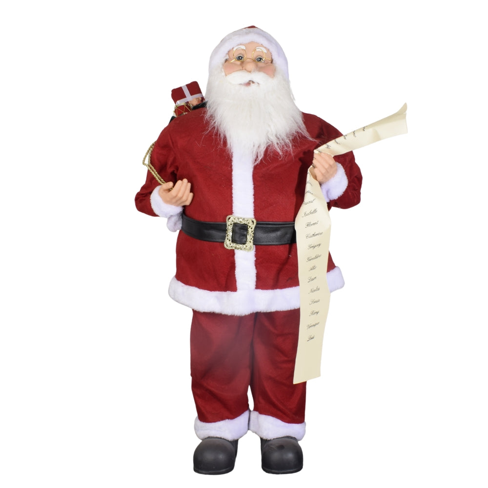 Santa Claus Figurine with Gift Sack and Naughty & Nice List