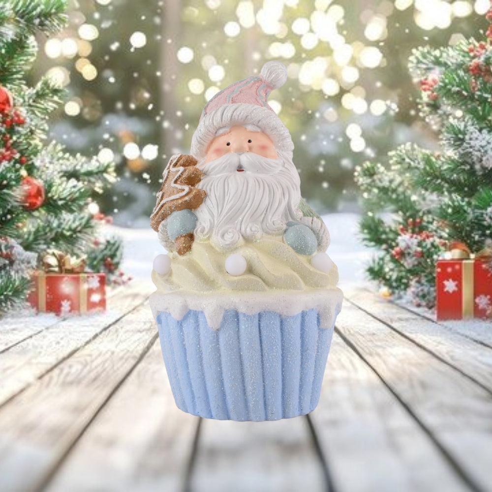 Santa Cupcake Christmas Figurine