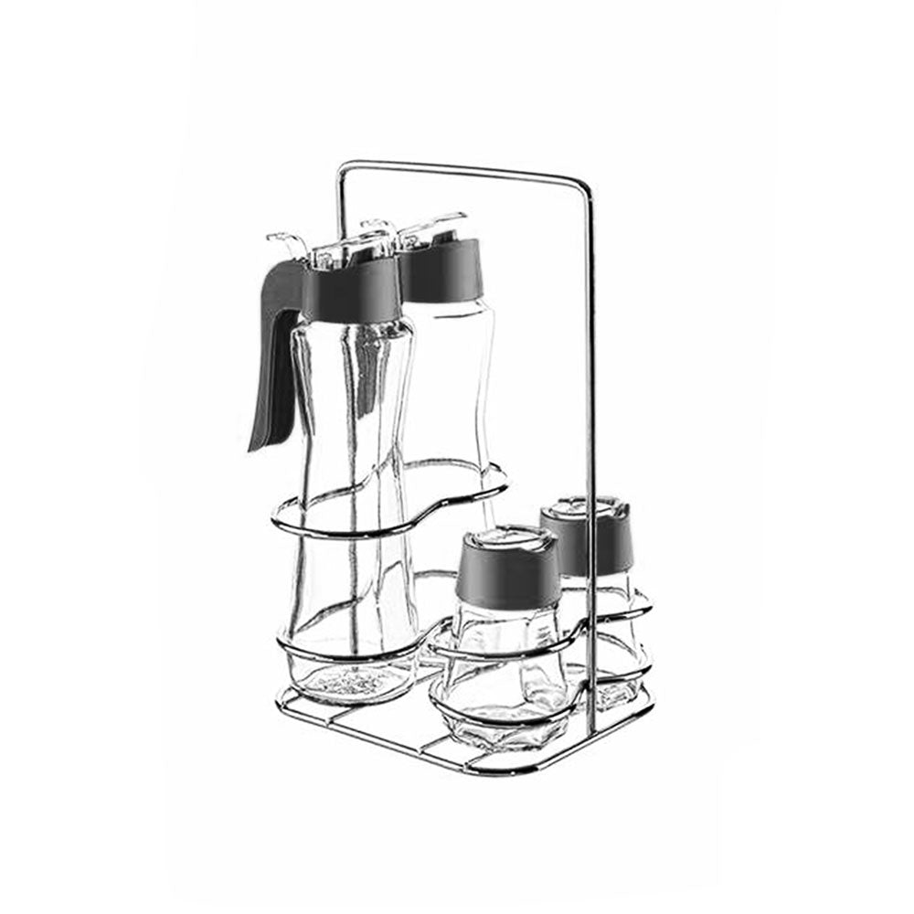 Sarina Glass 4 Pcs Metal Oil & Vinegar Spice