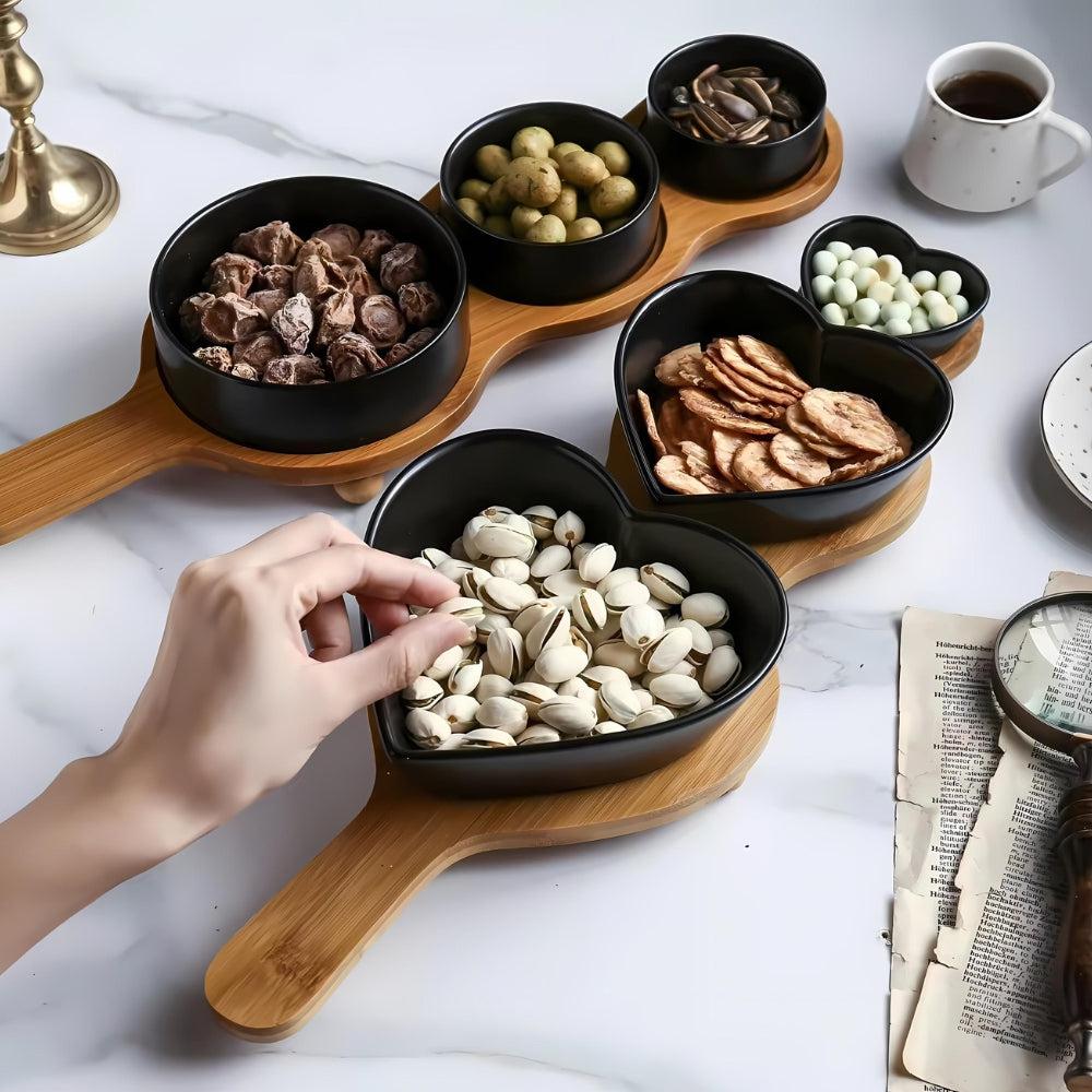 Set OF 3 Dishes With Bamboo Base