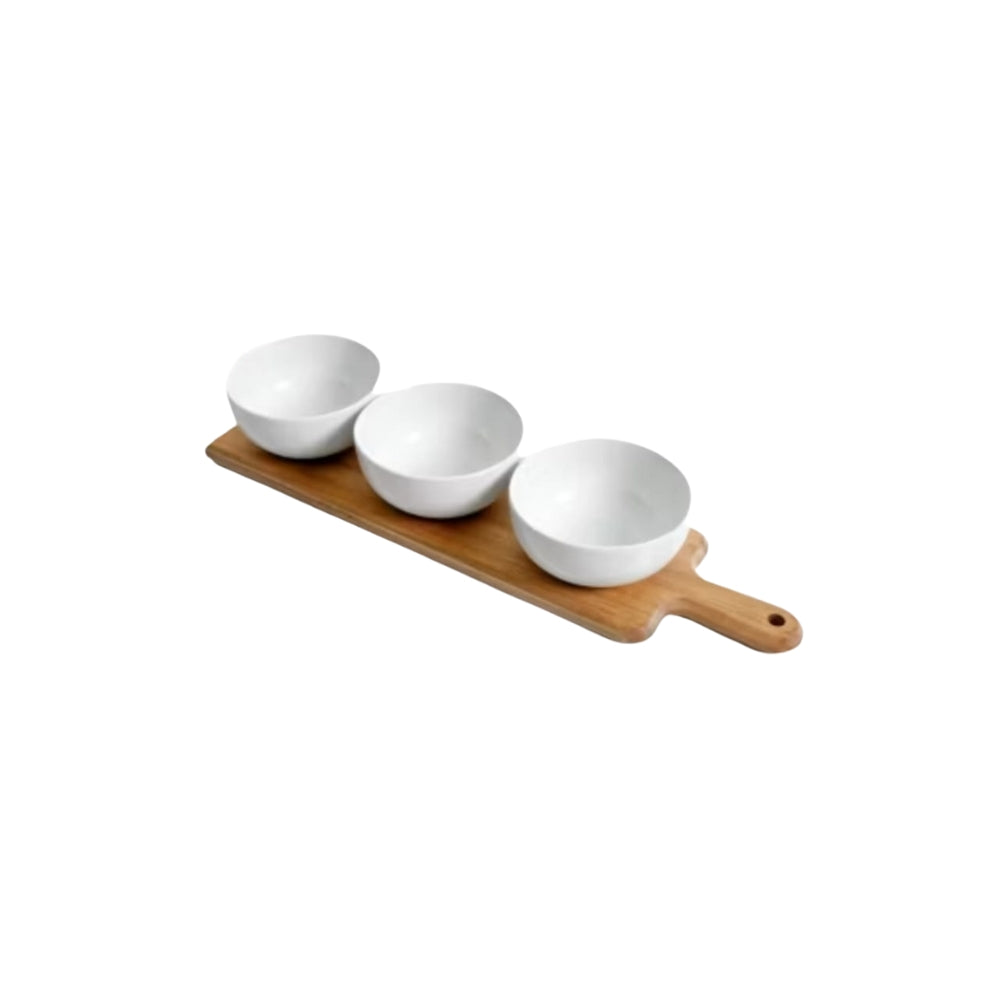 Set OF 3 Dishes With Bamboo Base