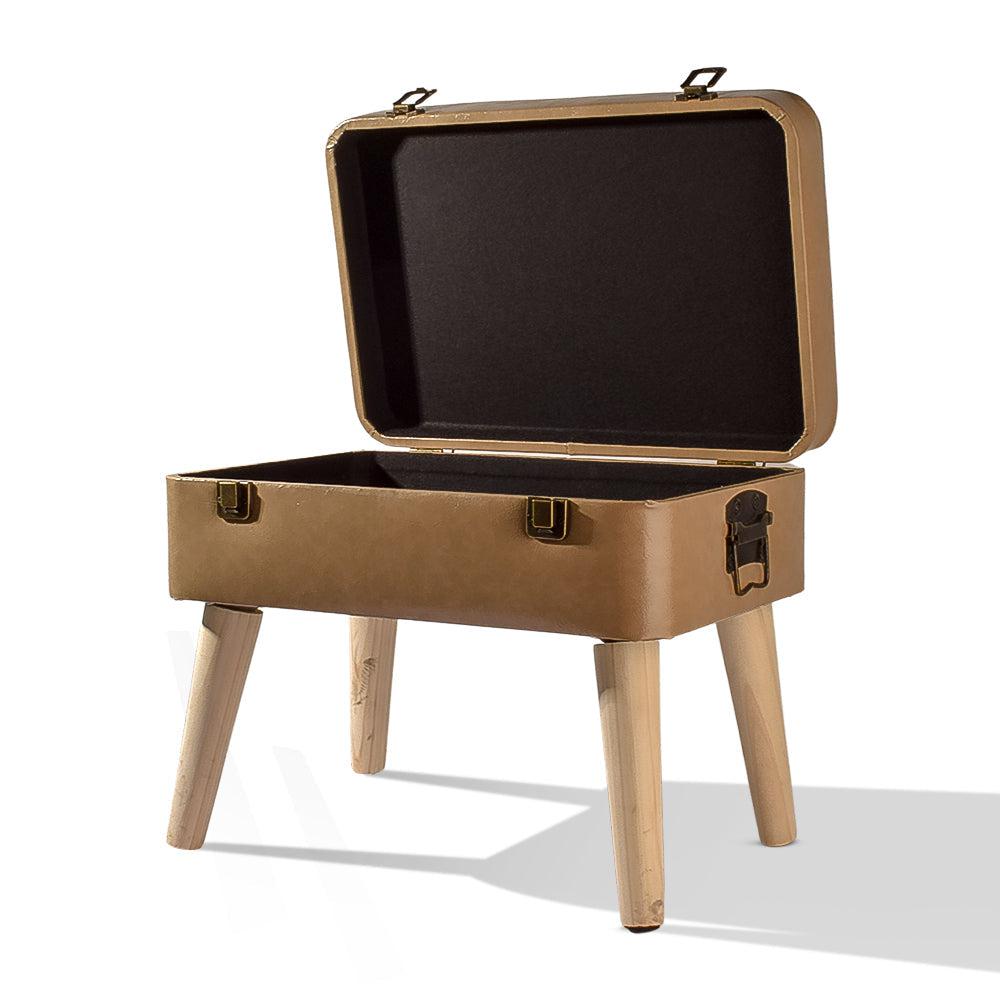 Set Of 2 Pouf Fuax Leather Storage Seat