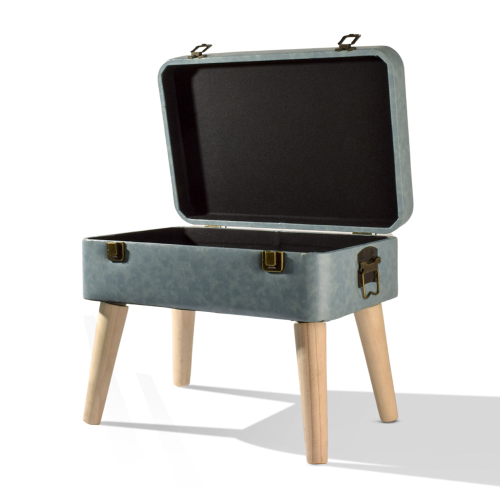 Set Of 2 Pouf Fuax Leather Storage Seat