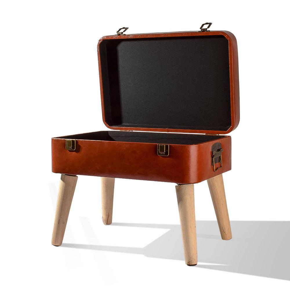 Set Of 2 Pouf Fuax Leather Storage Seat