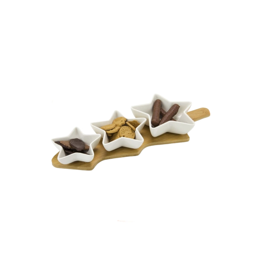 Set Of 3 Dishes With Bamboo Base
