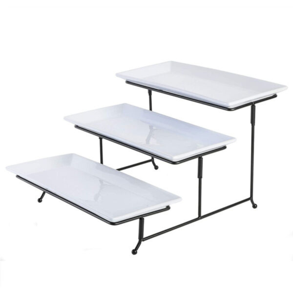 Set Of 3 Plates With Metal Rack