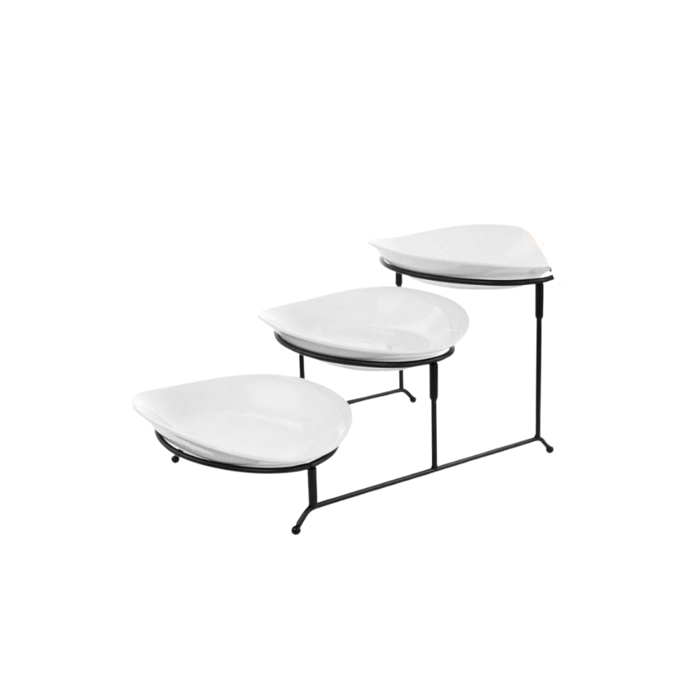 Set Of 3 Plates With Metal Rack
