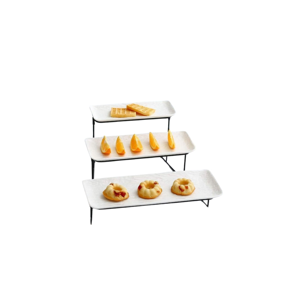 Set Of 3 Plates With Metal Rack