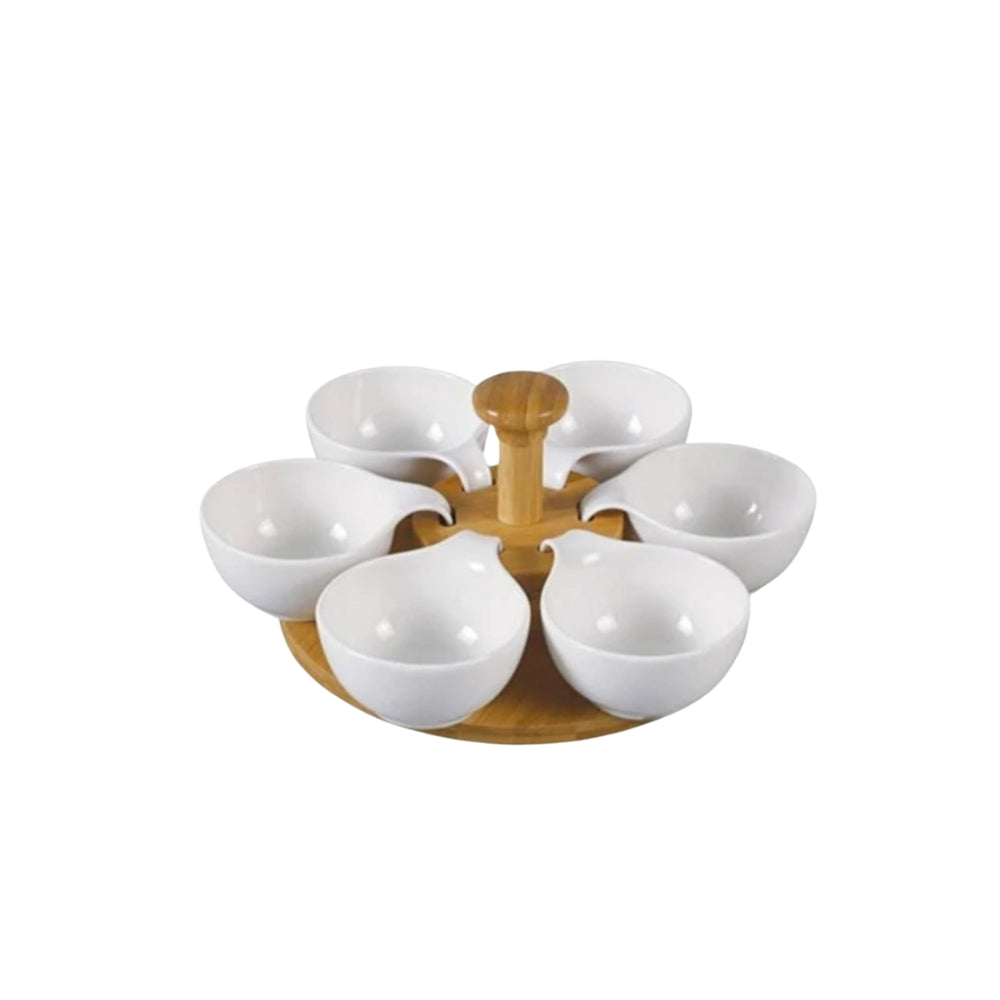 Set Of 6 Dishes With Bamboo Base