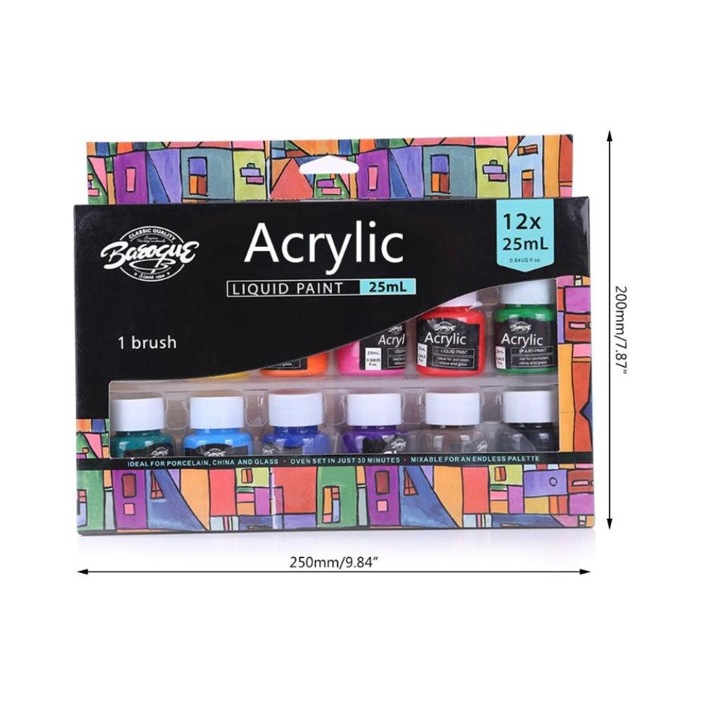 Set Of Acrylic Paints, Rich Pigments, 12x25ml, For Painting And Crafting