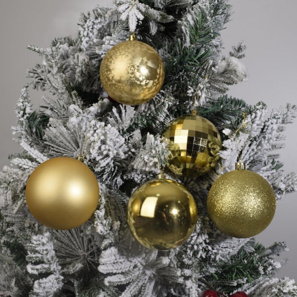 Set of 5 Gold Christmas Ornament Balls – Mixed Finishes