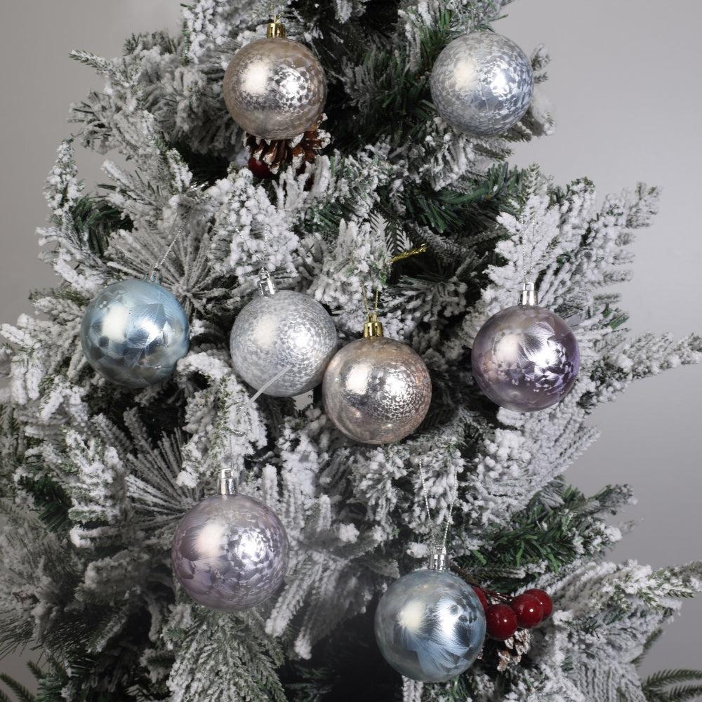 Set of 8 Silver & Metallic Christmas Ornament Balls – Mixed Finishes