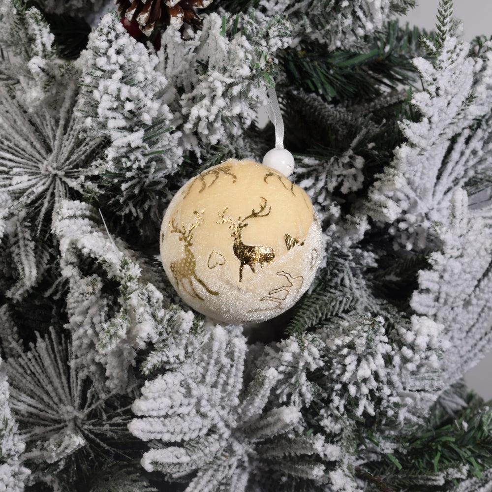 Shatterproof Christmas Balls, Shiny Red and Blue Gold Ornaments with Reindeer Snowflake for Home Party Decoration Gift 3PCS
