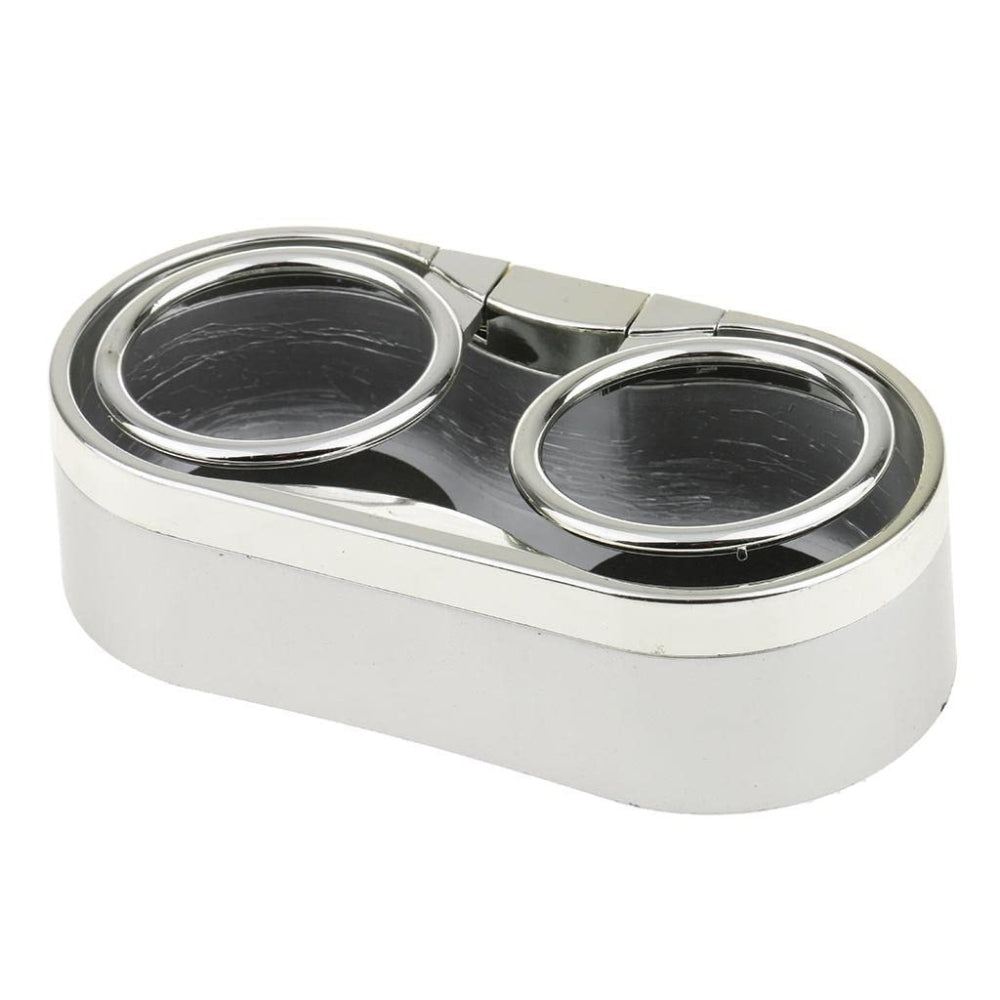 Silver Car Drink Bottle Dual Cup Beverage Can Holder Organizer
