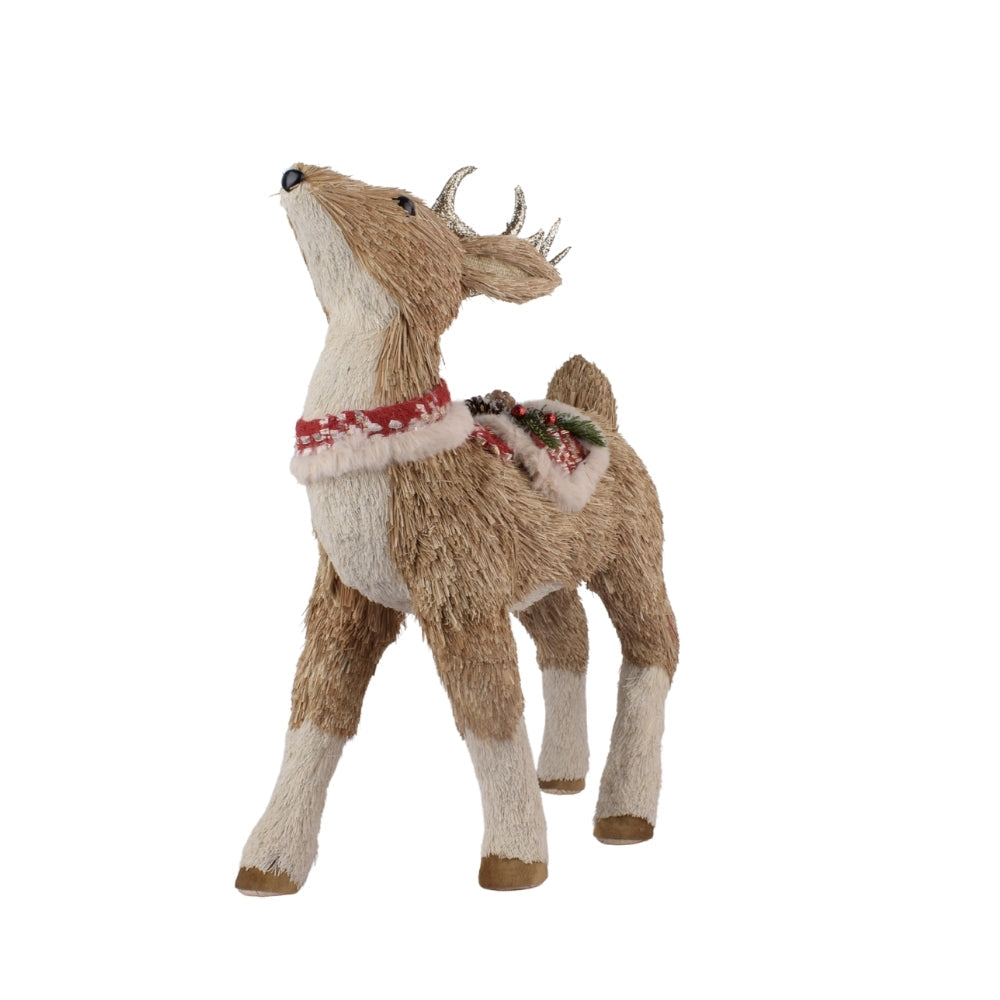 Sisal Reindeer Christmas Decor 50Cm Christmas Deer Figurines Woodland Christmas Ornaments Decor Indoor Christmas Centerpiece Table Mantel Shelf Decorations
