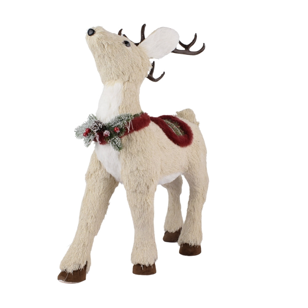 Sisal Reindeer Christmas Decor 50Cm Christmas Deer Figurines Woodland Christmas Ornaments Decor Indoor Christmas Centerpiece Table Mantel Shelf Decorations