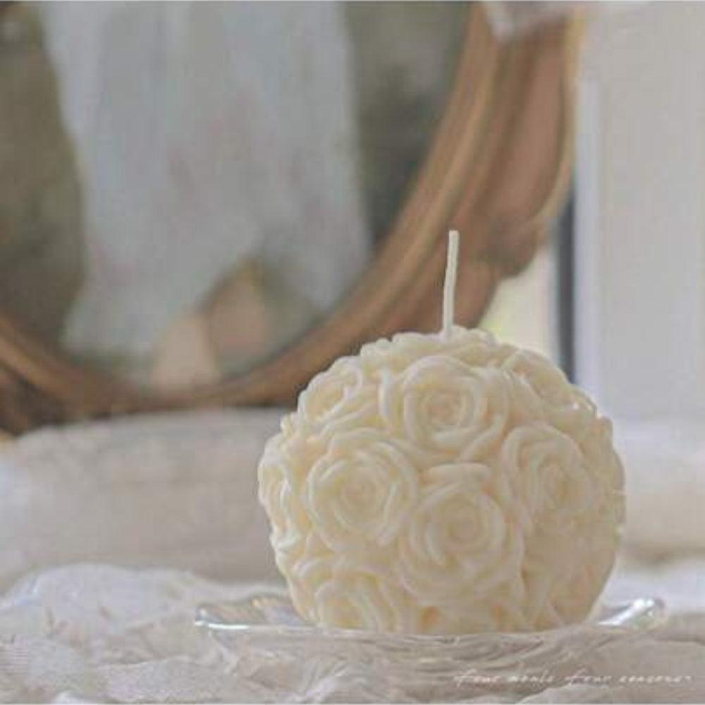 Sitara Crafts Rose Ball Candle, Wax Decorative,White