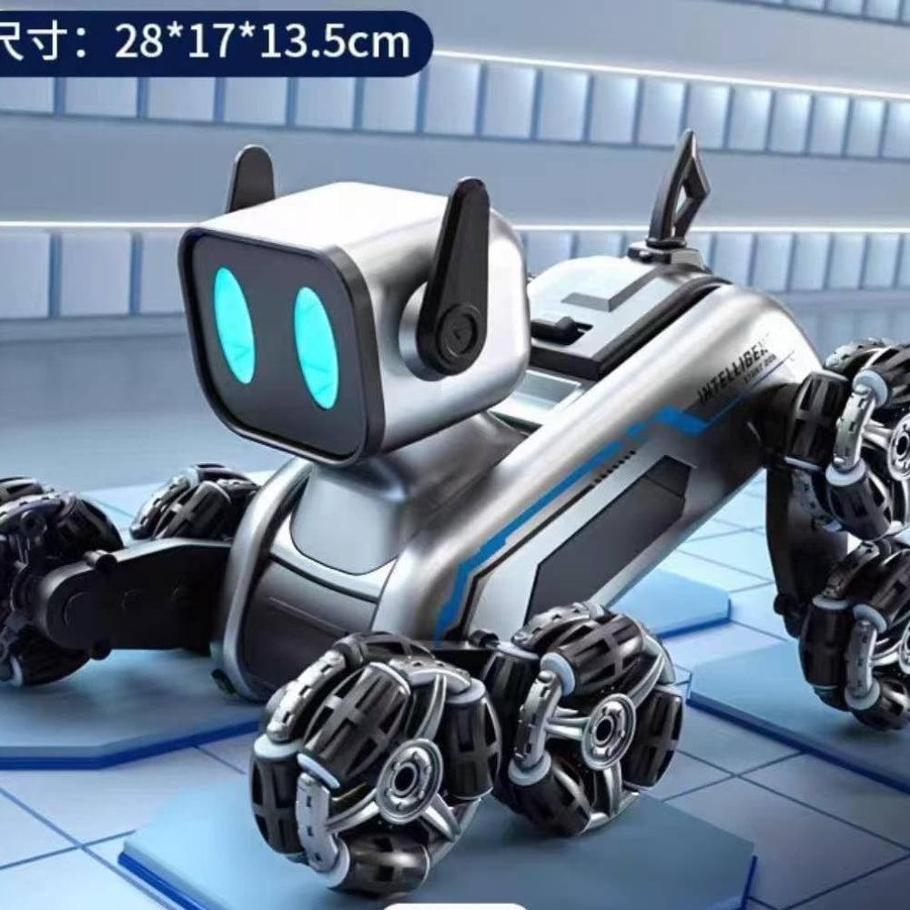 Smart Robot Dog, 8-Wheel Electronic Toy, Remote Control, Sensor Watch, Grey