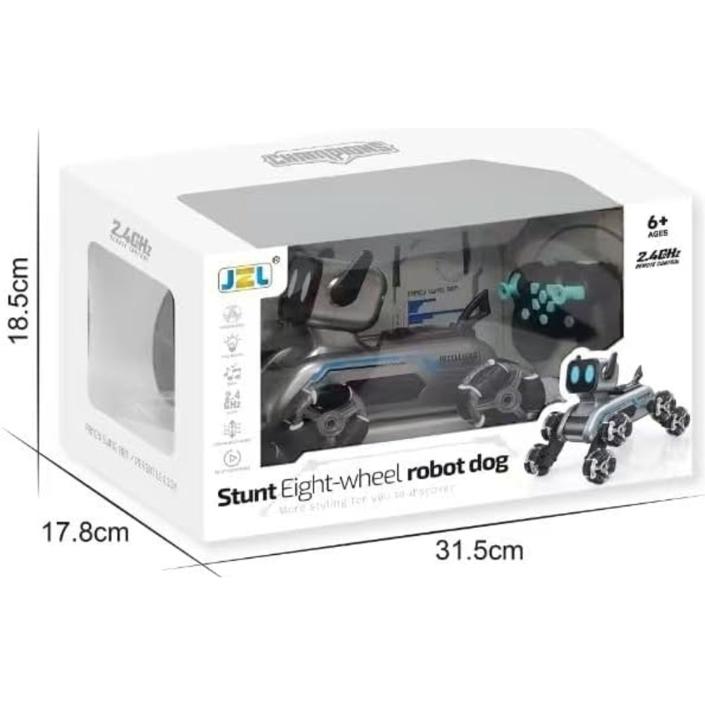 Smart Robot Dog, 8-Wheel Electronic Toy, Remote Control, Sensor Watch, Grey