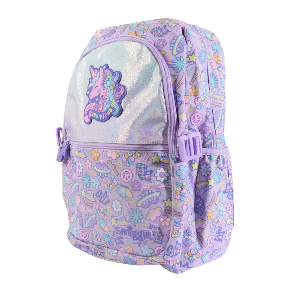 Smiggle Good Vibes Unicorn Backpack – Holographic & Pastel Dream