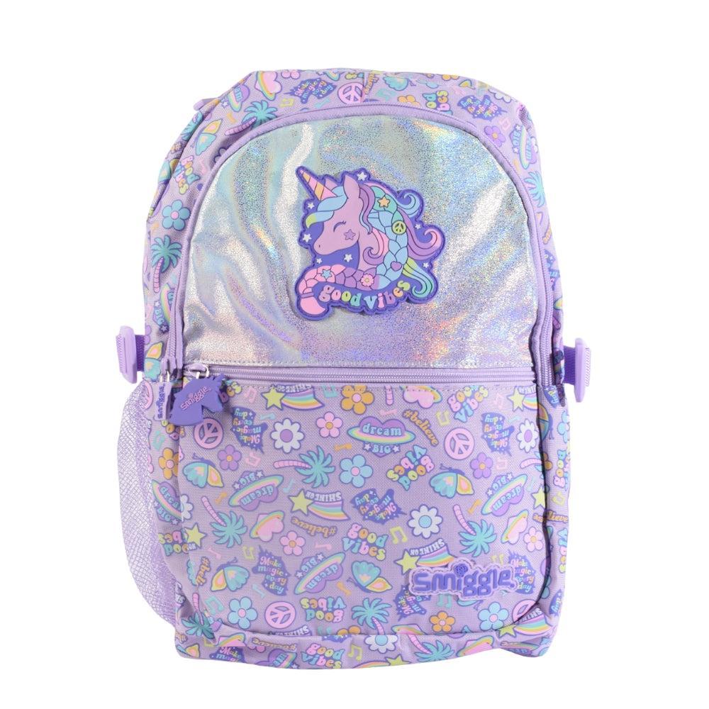 Smiggle Good Vibes Unicorn Backpack – Holographic & Pastel Dream