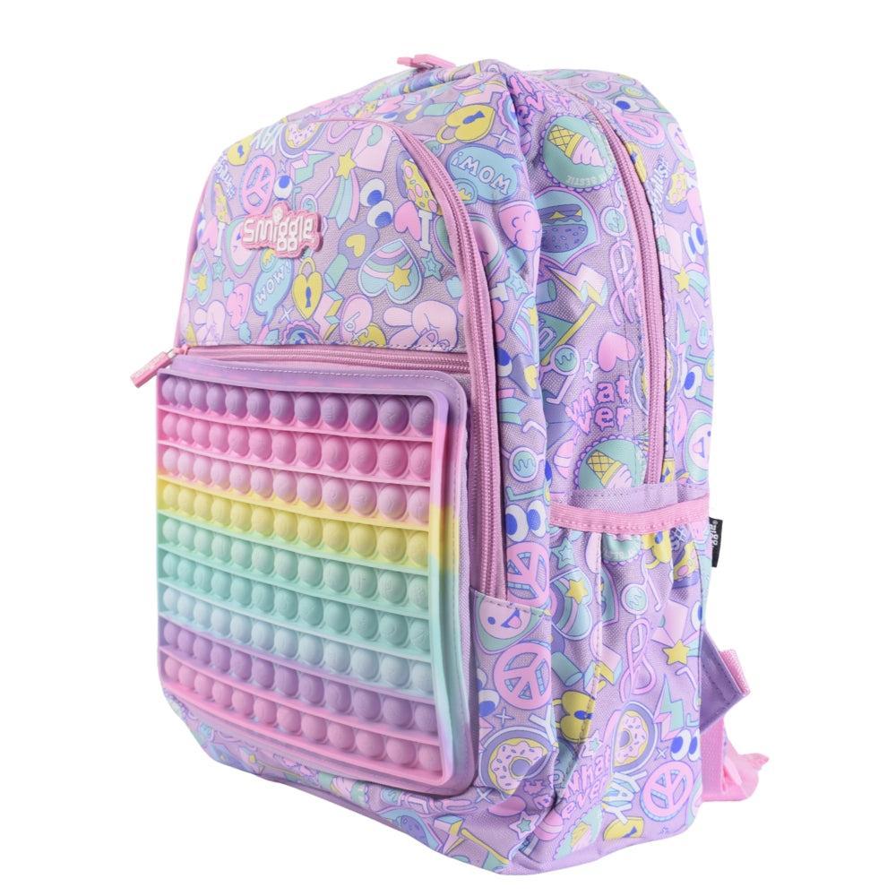 Smiggle Pastel Pop It Fidget Backpack – Rainbow Sensory Front Pocket