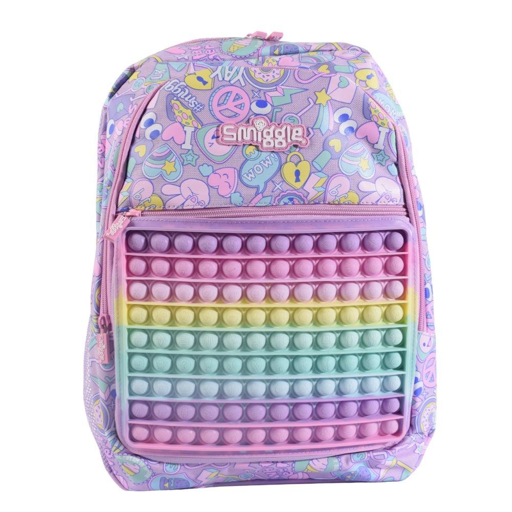 Smiggle Pastel Pop It Fidget Backpack – Rainbow Sensory Front Pocket