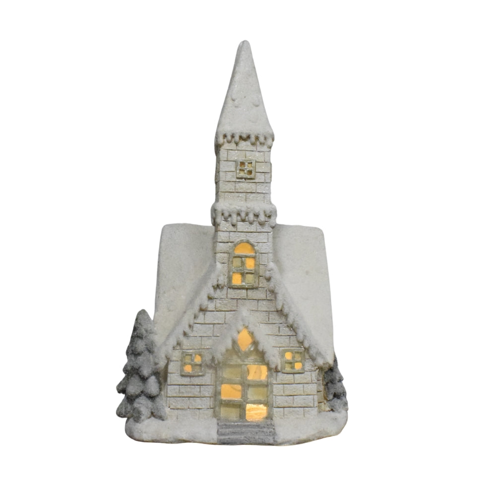 Snowy Light-Up Christmas Church Decoration