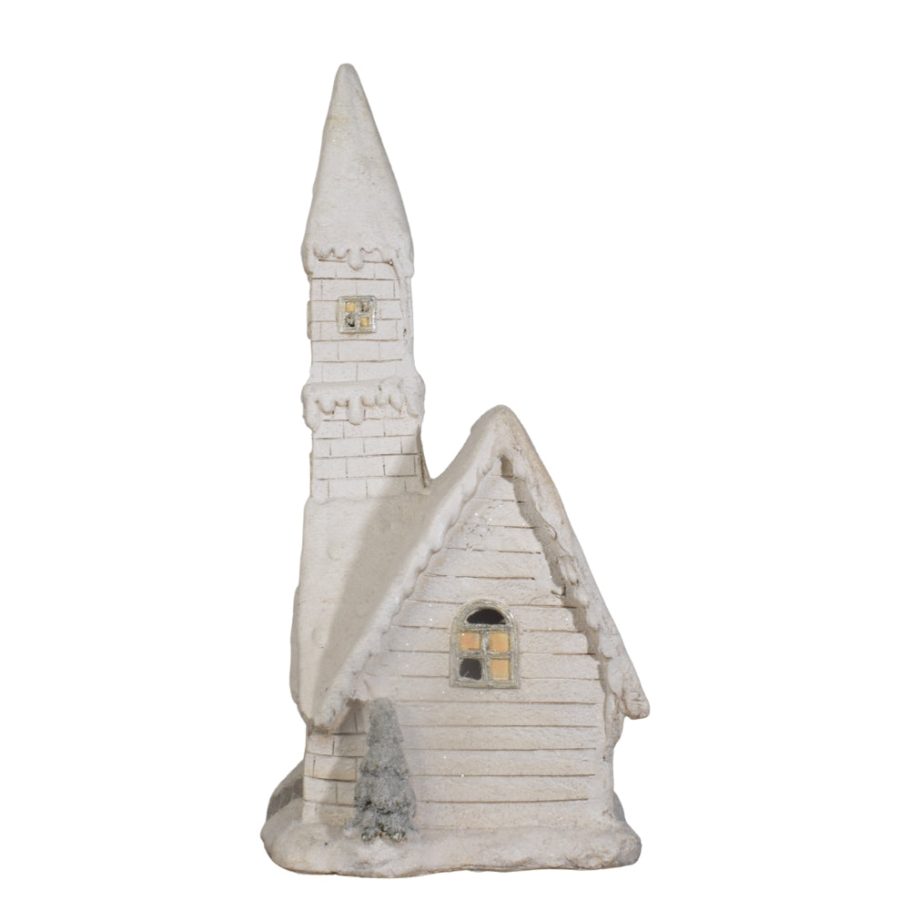 Snowy Light-Up Christmas Church Decoration