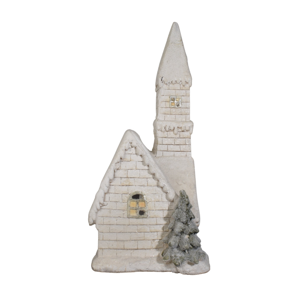 Snowy Light-Up Christmas Church Decoration