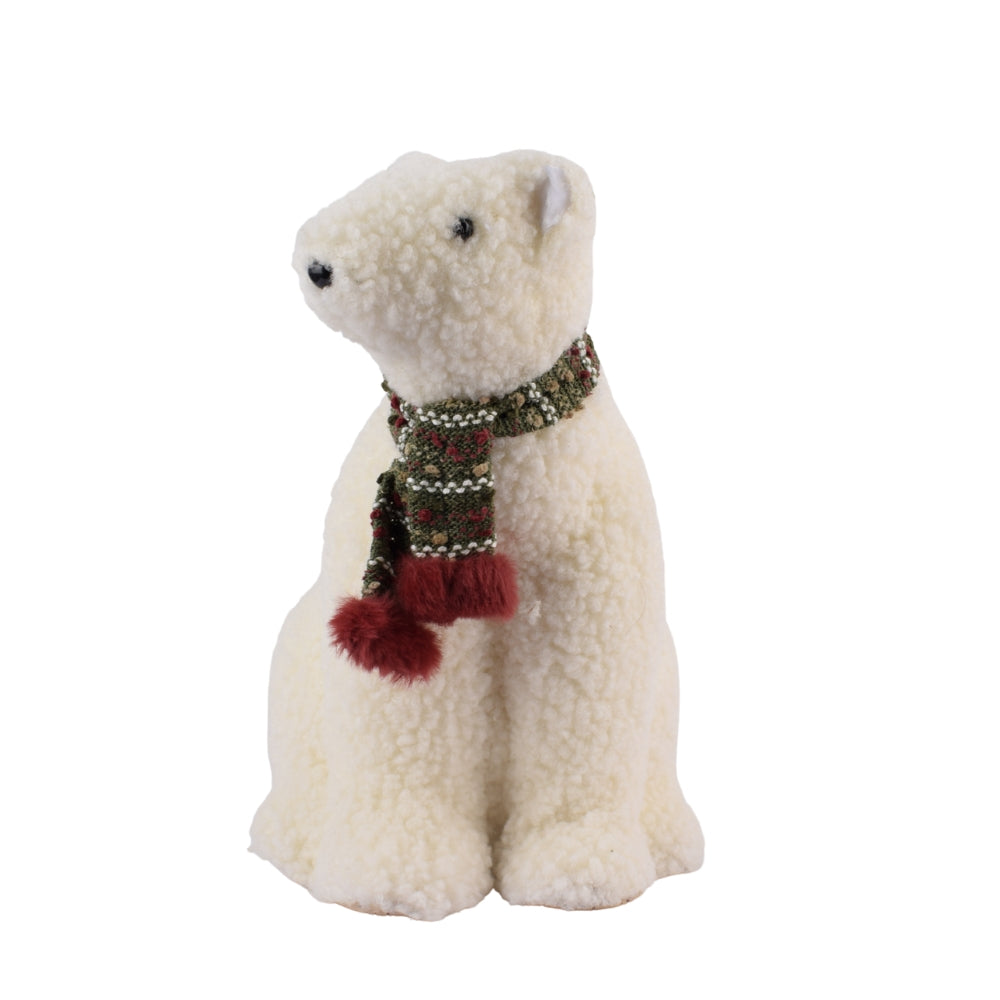 Soft Plush Polar Bear with Winter Scarf 30cm
