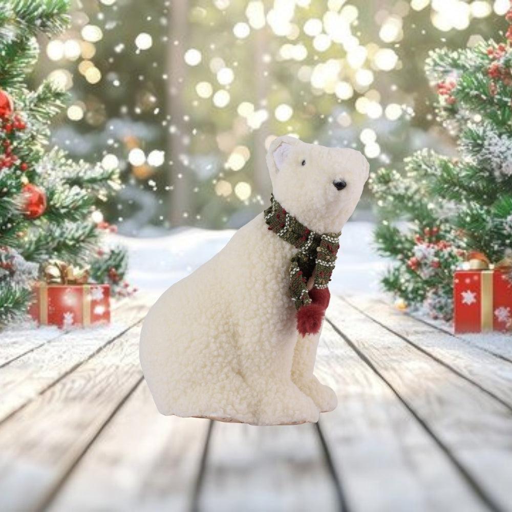 Soft Plush Polar Bear with Winter Scarf 30cm