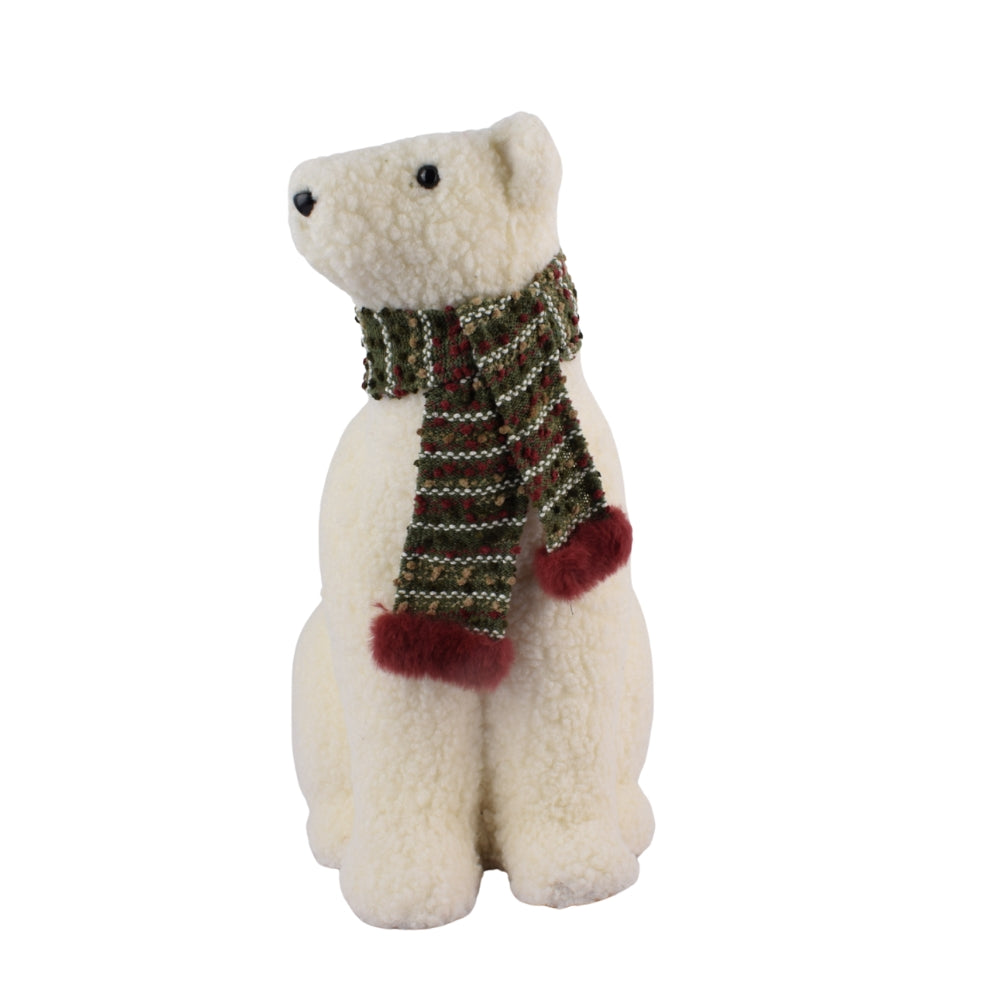 Soft Plush Polar Bear with Winter Scarf 40Cm